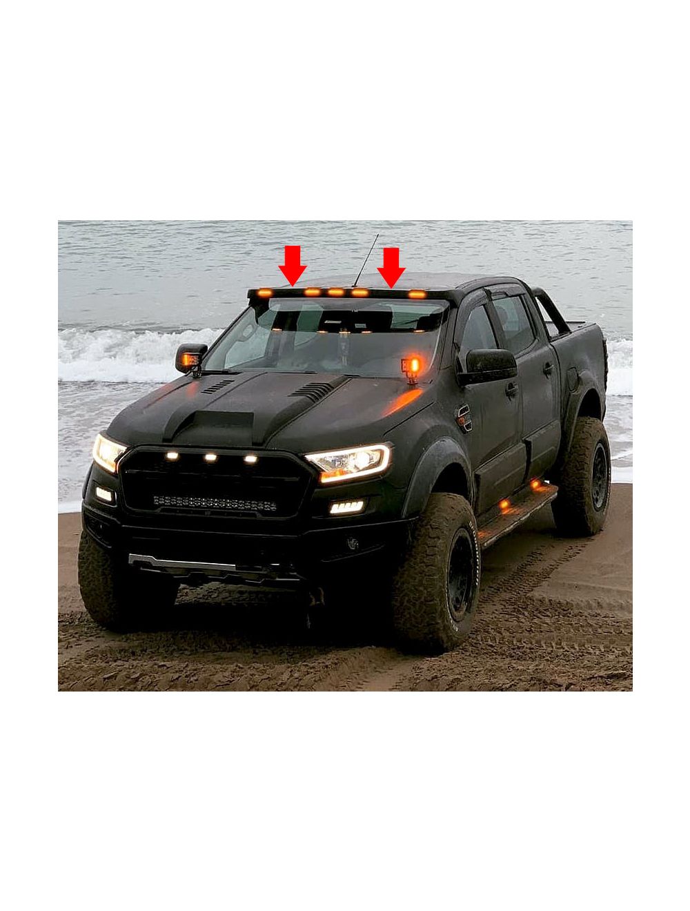 Cap Front Roof Spoiler with LED Light for Ford Ranger 2012 2023 T6 T7 T8 American