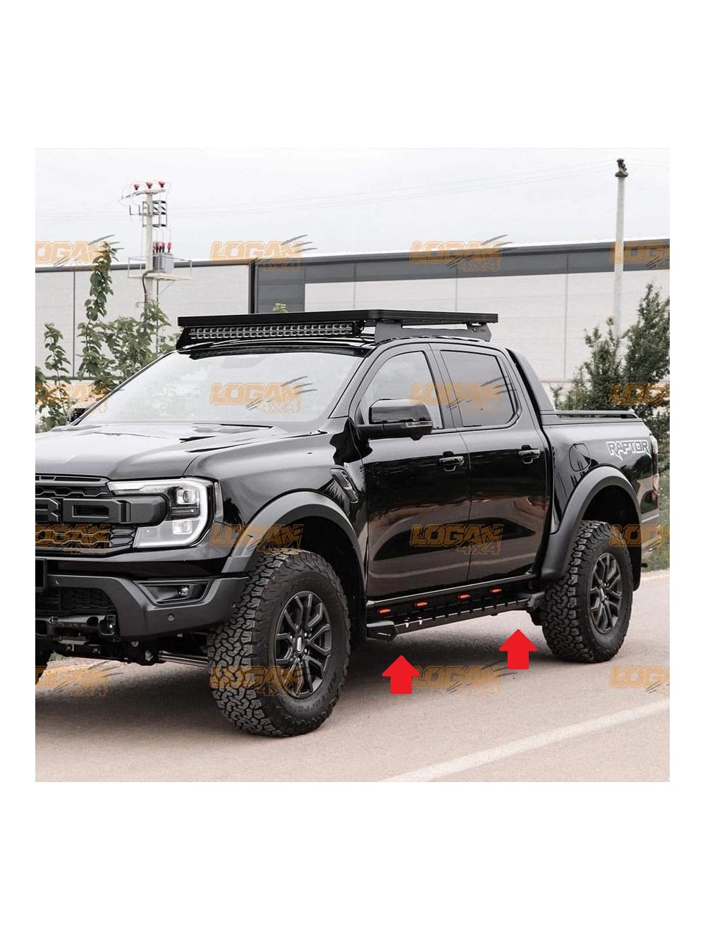 Ford Ranger Running Boards Side Steps Bars with LED's Black Stainless Steel  for T9 2023